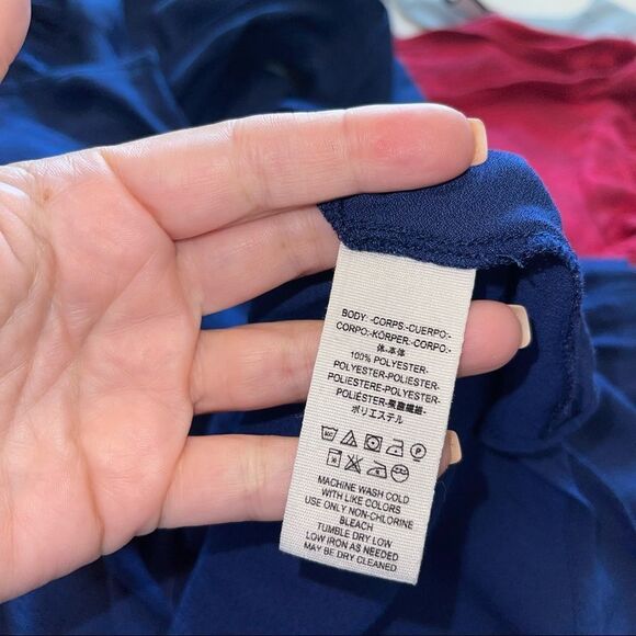 Free People Blue Button Down Pleated Back Long Sleeve Blouse Top Small - Picture 4 of 4